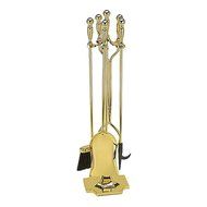 Minuteman International Polished Brass-Plated Fireplace Tool Set