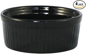 ITI Ceramic Stackable Baking Ramekins / Condiment Sauce Cups with Pan Scraper, Medium / Large, 4-Pack (6 Ounce... N5