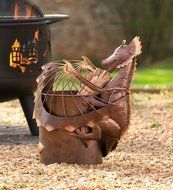 Metal Dragon Fatwood Holder with 5 lbs. of Fatwood, in Antique Copper Finish N2