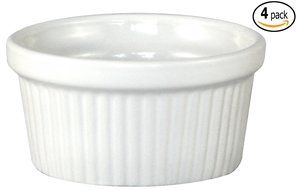 ITI Ceramic Stackable Baking Ramekins / Condiment Sauce Cups with Pan Scraper, Medium / Large, 4-Pack (6 Ounce... N8
