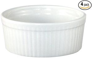 ITI Ceramic Stackable Baking Ramekins / Condiment Sauce Cups with Pan Scraper, Medium / Large, 4-Pack (6 Ounce... N9