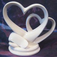 Hortense B. Hewitt Wedding Accessories, Cake Top, Contemporary Double Heart, 4-Inches Tall x 5-Inches Wide