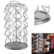 K Cup Holder, 35 Pod Capacity K-Cup Coffee Pod Storage Carousel Holder Spin Rack Coffee Pod Holder Chrome/Silver N2
