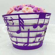 CozyT 50 PACK Note Design Cupcake Wrappers Artistic Bake Cake Paper Cups Vine Lace Laser Cut Liner Baking Cup...