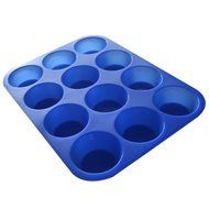 Muffin Pan Silicone and Cupcake Maker 12 Cup Quality Muffin Bake Pan (Blue) N3
