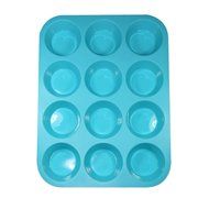 Muffin Pan Silicone and Cupcake Maker 12 Cup Quality Muffin Bake Pan (Blue) N5