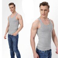 KAKA(TM) Men's Fashion Vest Bottoming Sport Vest Shirt-Gray(L)