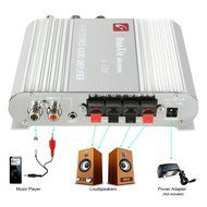 ELEGIANT 200W 12V Mini Hi-Fi Amplifier Booster Radio MP3 Stereo for Car Motorcycle Home with Power Adapter N8