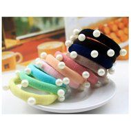 Yaheeda 20pcs Girl's Hair Bands Rubber Band Pearl Decorated Hair Rope Headwear Hair Circle Hair Tie N3