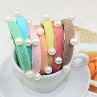 Yaheeda 20pcs Girl's Hair Bands Rubber Band Pearl Decorated Hair Rope Headwear Hair Circle Hair Tie N5