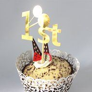 20pcs Baby First 1st Birthday Party Supplies Cupcake Picks Toppers Decoration - Gold