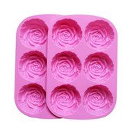 Silicone Mold for Handmade Soap, Cake, Jelly, Pudding, Chocolate, 6 Cavity Rose Design, Set of 2