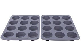 Webake 12-Cup Silicone Muffin Pan, Cake Pan, Cupcake Pan (Grey, 2-pack), Standard Size