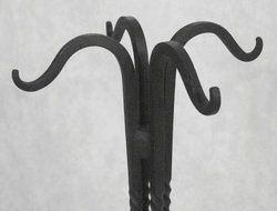 LONG SHEPHERD'S HOOK Fireplace Hearth Tool Set with SQUARE OPEN STAND &amp; TWISTS N5