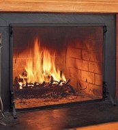 Solid Steel Flat Guard Fire Screen, 39"W x 31"H, in Black