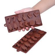 Mudder 2 Pack Silicone Christmas Chocolate Molds, Cake Candy Jelly Ice Tray Mould, Coffee