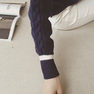 Spritech(TM) Fashion Korea Women's V-Neck Long Sleeve Knite Loose Fit Pullover Sweater White N5