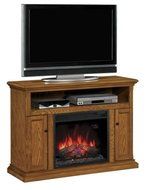 Cannes TV Stand with 23" Infrared Quartz Fireplace, Antique Oak