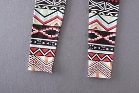 PHOTNO Casual Women Lady Skinny Geometric Print Stretchy Jegging Pants Slim Leggings N8
