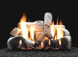 18" Birch Logset with Manual Vented Slope Glaze Burner, LP