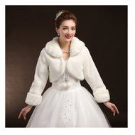 KAKA(TM) Gorgeous Winter Bridal Wedding Dress Wrap Artificial Plush Shawl-Red N14