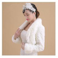 KAKA(TM) Gorgeous Winter Bridal Wedding Dress Wrap Artificial Plush Shawl-Red N15