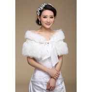 KAKA(TM) Gorgeous Winter Bridal Wedding Dress Wrap Artificial Plush Shawl-Red N17