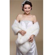 KAKA(TM) Gorgeous Winter Bridal Wedding Dress Wrap Artificial Plush Shawl-Red N18