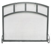 Arched Freestanding Fireplace Screen with Sutter Design (47"w X 35"ch X 29 1/2"sh, Hammered Black Copper) N3