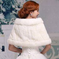 KAKA(TM) Gorgeous Winter Bridal Wedding Dress Wrap Artificial Plush Shawl-Red N19