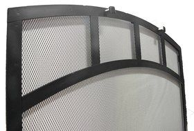 Arched Freestanding Fireplace Screen with Sutter Design (47"w X 35"ch X 29 1/2"sh, Hammered Black Copper) N4