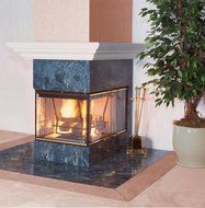Cabinet Glass Doors with Brushed Brass Finish for Fireplaces - 36"
