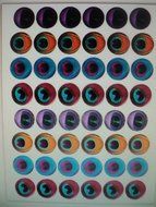 48 round small ASSORTED MULTICOLORED Decorative Wafer Paper Peacock Feathers &copy; Edible Image Wafer Paper feather...