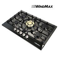 WindMax&reg; 30 inch Black Titanium Plated Stainless Steel Golden Burner Built-In 5 Stoves NG Natural Gas Cooktops... N2