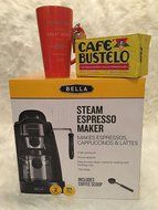 Bella Steam Espresso Maker,16 Oz Dishwasher and Microwave Safe Ceramic Mug and Cafe Bustelo Espresso Ground Coffee...