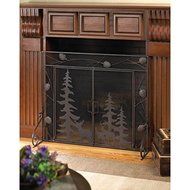 Fireplaces WOODLAND FOREST FIREPLACE SCREEN Wild Wilderness Rustic Iron Metal Mesh Deer Gift Room Den Office Library... N2