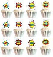 CakeSupplyShop Item#24511 24pk Boys&#039;s Super Hero Theme Edible Cake Decoration Toppers