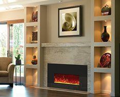 Amantii Small Electric Fireplace Insert with Black Glass Surround - INSERT-26-3825 N2