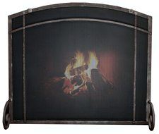 Arched Freestanding Fireplace Screen with Craftsman Design (38"w X 32"ch X 28 1/2"sh, Hammered Natural) N3