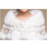 KAKA(TM) Gorgeous Winter Bridal Wedding Dress Wrap Artificial Plush Shawl-White N7