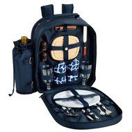 Picnic at Ascot - Deluxe Equipped 2 Person Picnic Backpack with Cooler &amp; Insulated Wine Holder - Trellis Blue N2