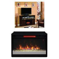 Complete Set Margate Media Mantel in Caramel Oak with 26" Contemporary Infrared Spectrafire Plus Insert with Safer...