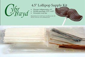 Cybrtrayd 45StK50 4.5-Inch Lollipop Supply Bundle, Includes 50 4.5-Inch Lollipop Sticks, 50 Metallic Twist Ties...