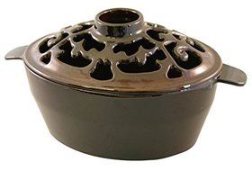 Small Filigree 2 Qt. Brown Majolica Steamer