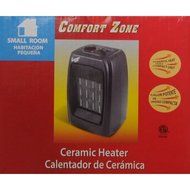 Comfort Zone Black Ceramic Electric Adjustable Thermostat Heater N3