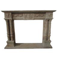 Brown Polished Travertine Fireplace Surround FPS-07