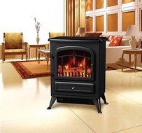 Electric Fireplace Tempered Glass Adjustable 1500W Heater Flame Portable Stove N5