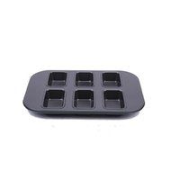IC ICLOVER 6 Cups Nonstick Rectangular Carbon Steel Muffin Cup,loaf Pan-black