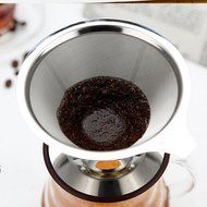 Pour Over Stainless Steel Coffee Dripper by Glowseen, Cone Coffee Filter Double Fine Mesh Coffee Maker with Stand...