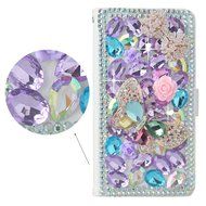 Spritech(TM) PU Leather Bling Phone Case for Samsung Galaxy Grand Prime G530 2015 Edition,Handmade Purple Crystal... N15